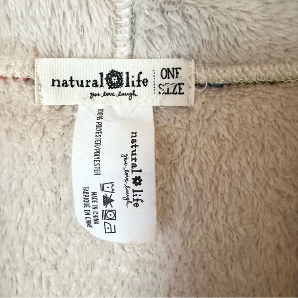 Natural Life Floral Hooded Plush Poncho One Size - Picture 7 of 14